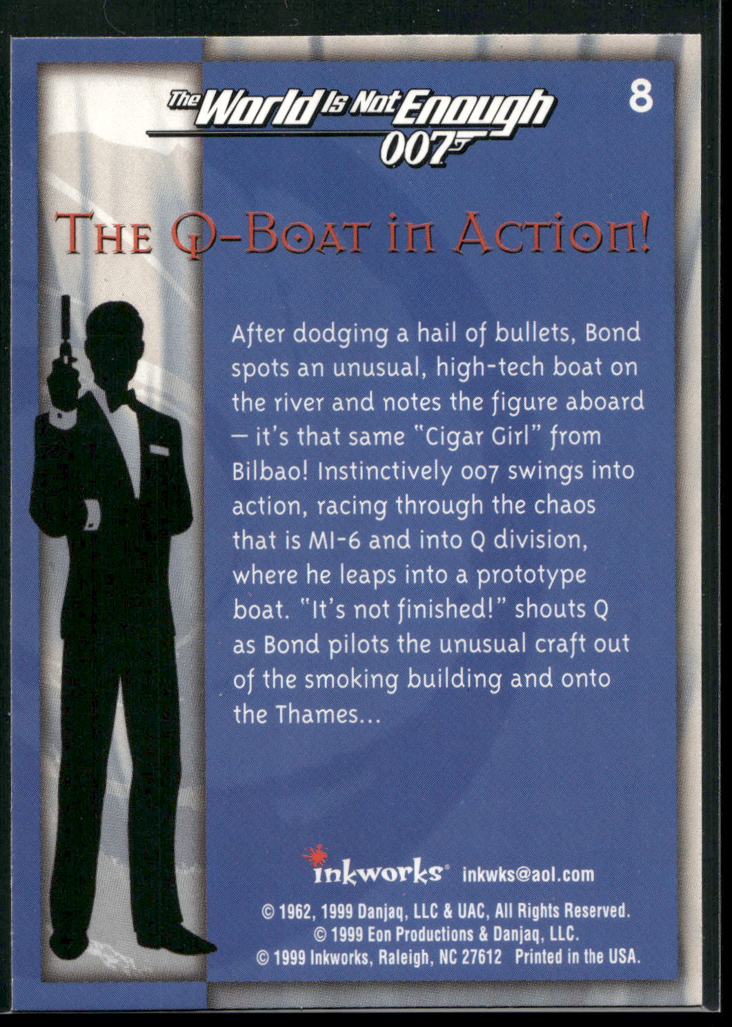 1999 Inkworks James Bond The World Is Not Enough #8 The Q-Boat in Action!