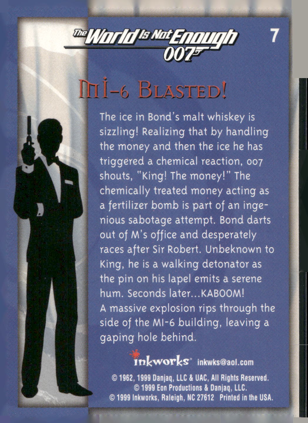 1999 Inkworks James Bond The World Is Not Enough #7 MI-6 Blasted!