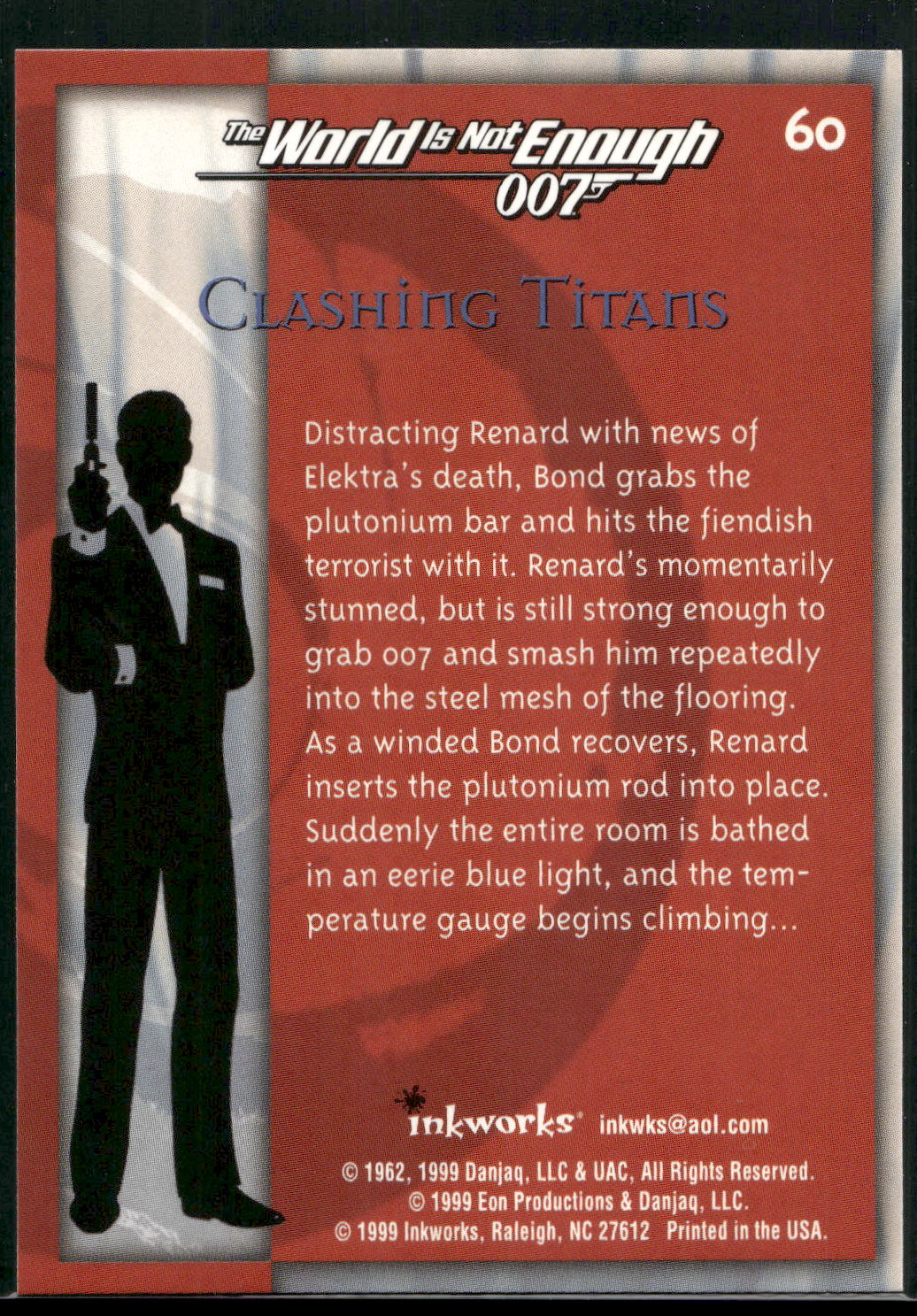 1999 Inkworks James Bond The World Is Not Enough #60 Clashing Titans