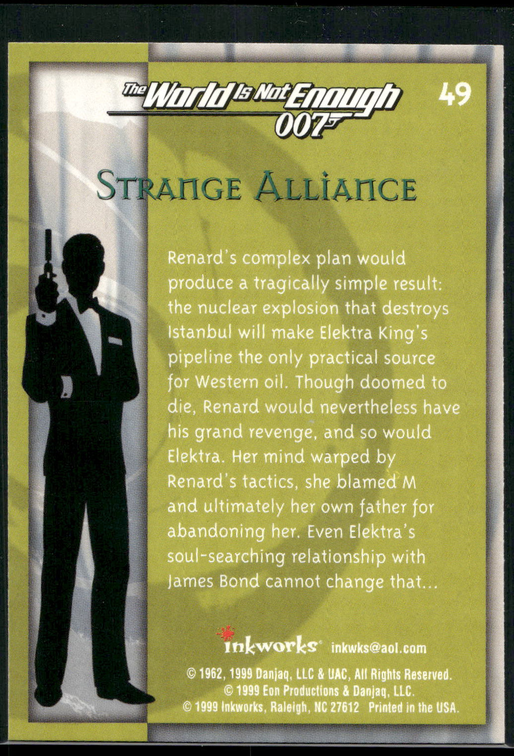 1999 Inkworks James Bond The World Is Not Enough #49 Strange Alliance
