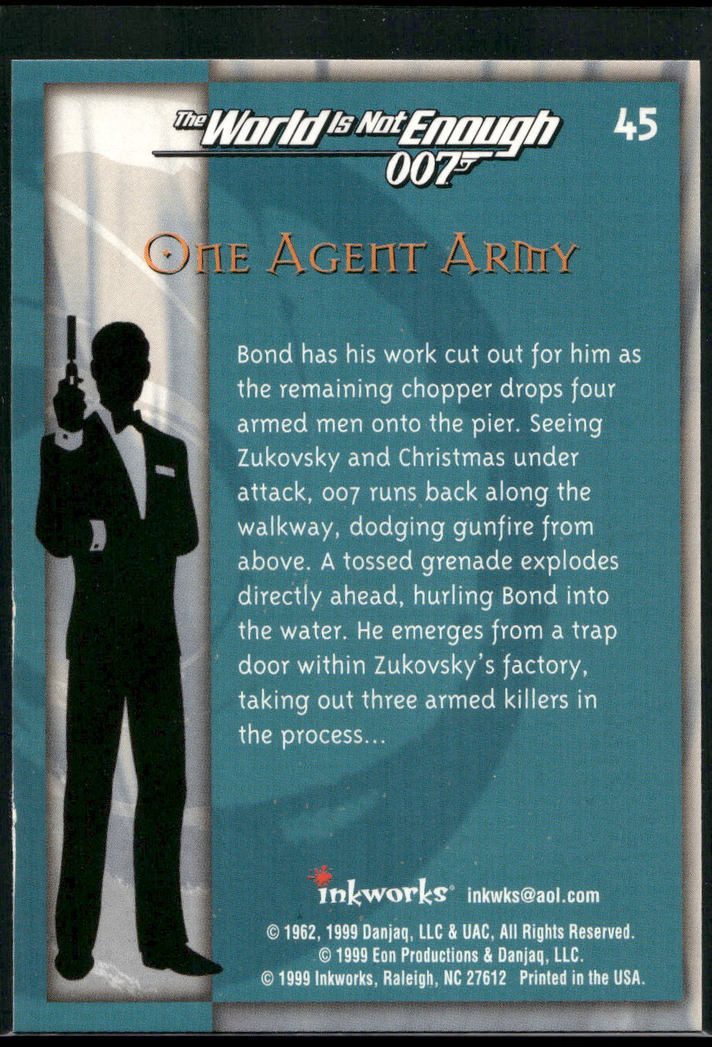 1999 Inkworks James Bond The World Is Not Enough #45 One Agent Army