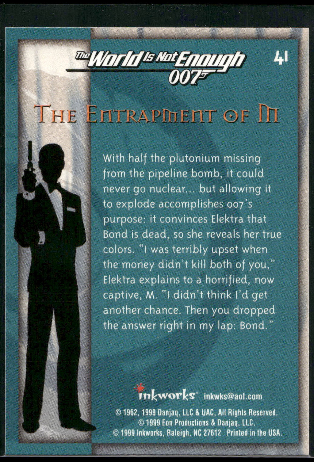 1999 Inkworks James Bond The World Is Not Enough #41 The Entrapment of M