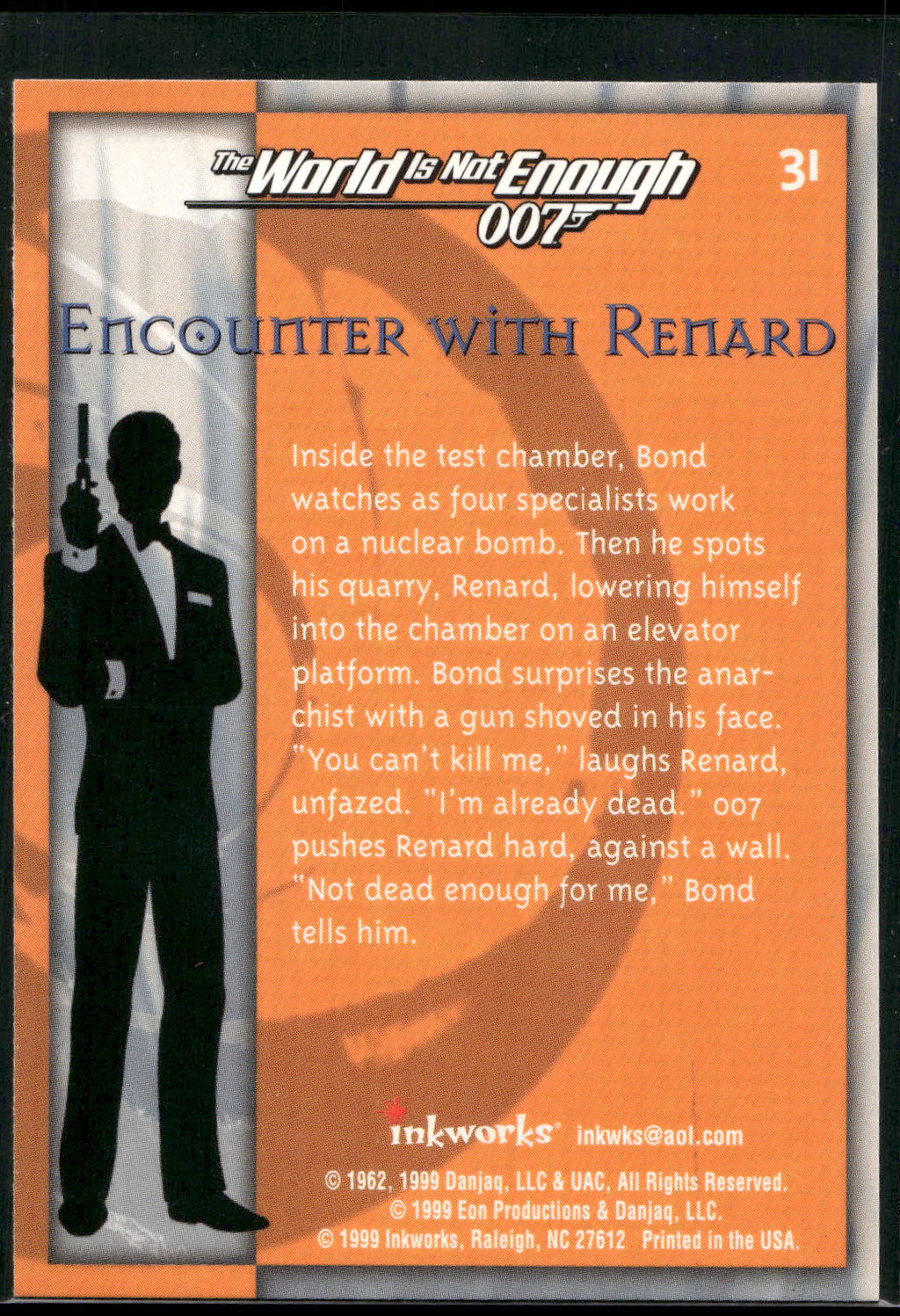 1999 Inkworks James Bond The World Is Not Enough #31 Encounter with Renard