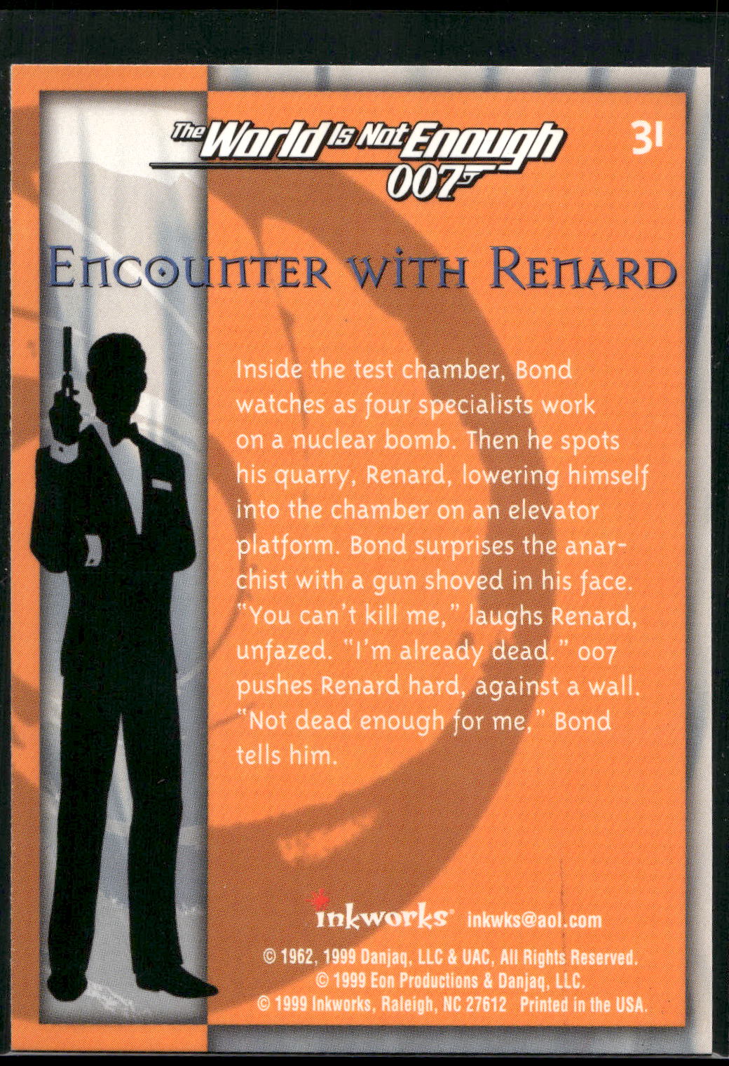 1999 Inkworks James Bond The World Is Not Enough #31 Encounter with Renard