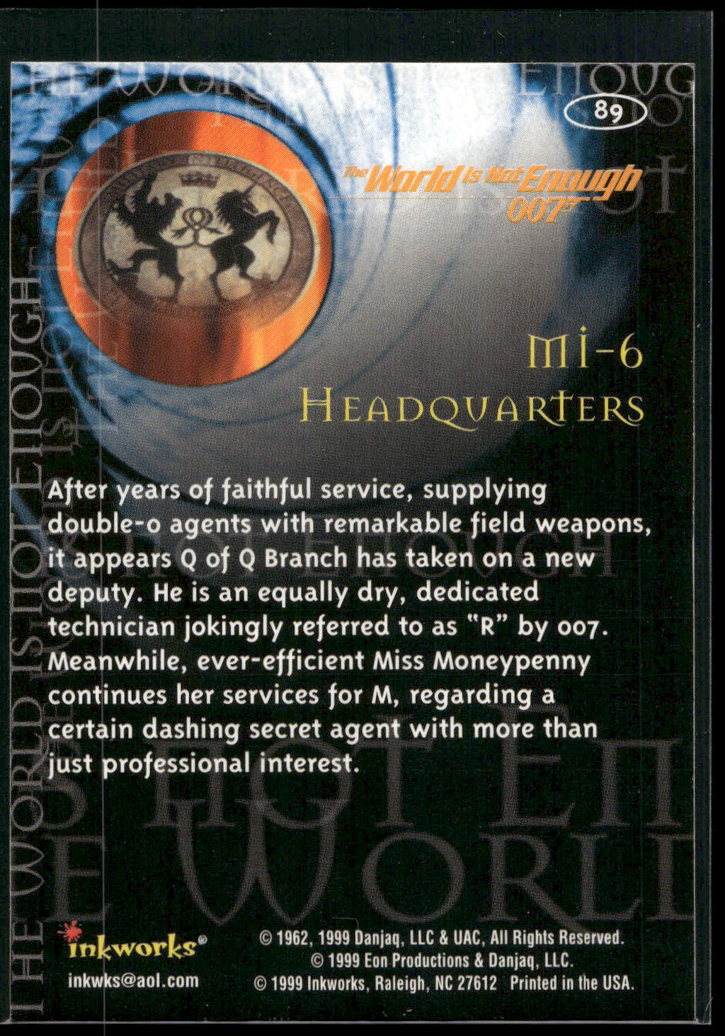 1999 Inkworks James Bond The World Is Not Enough #89 MI-6 Headquarters