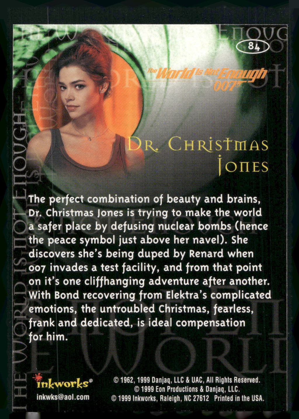 1999 Inkworks James Bond The World Is Not Enough #84 Dr. Christmas Jones
