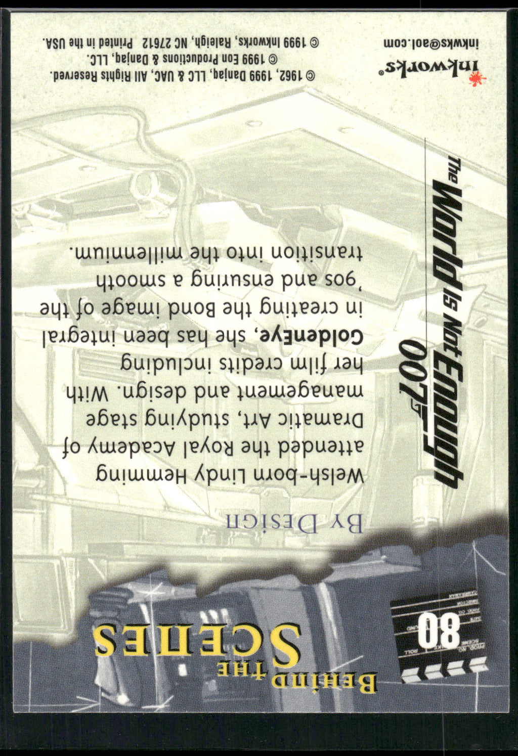 1999 Inkworks James Bond The World Is Not Enough #80 By Design