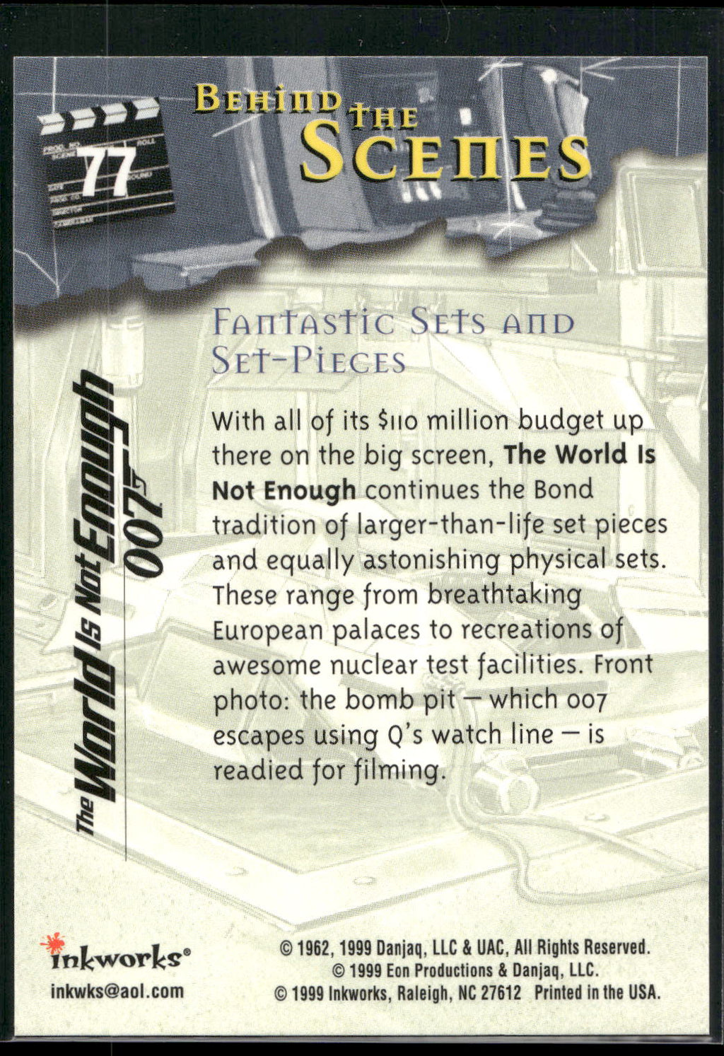 1999 Inkworks James Bond The World Is Not Enough #77