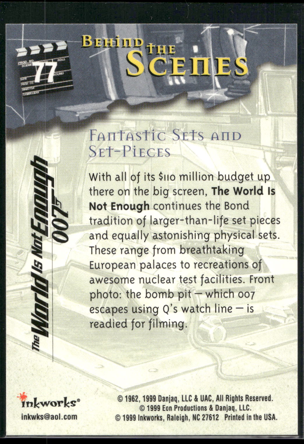1999 Inkworks James Bond The World Is Not Enough #77