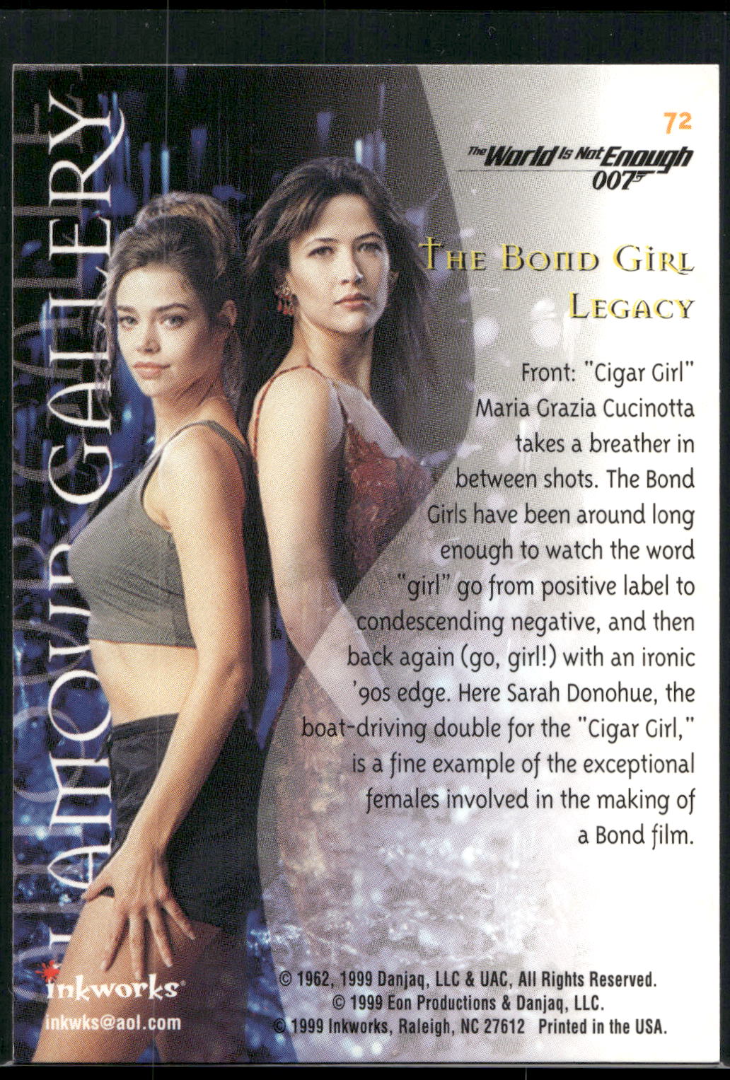 1999 Inkworks James Bond The World Is Not Enough #72 The Bond Girl Legacy