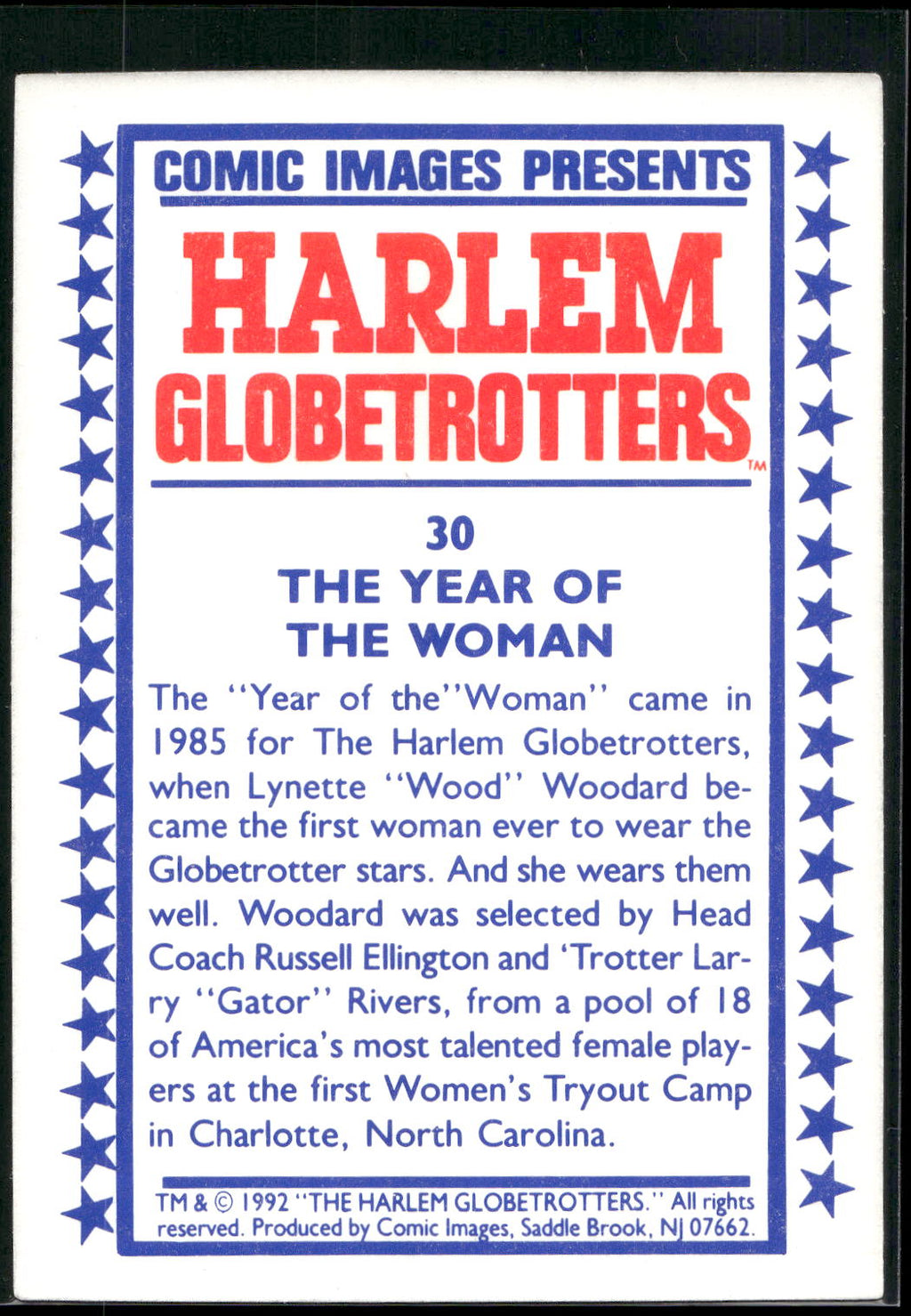 1992 Comic Images Harlem Globetrotters #30 The Year of the Woman