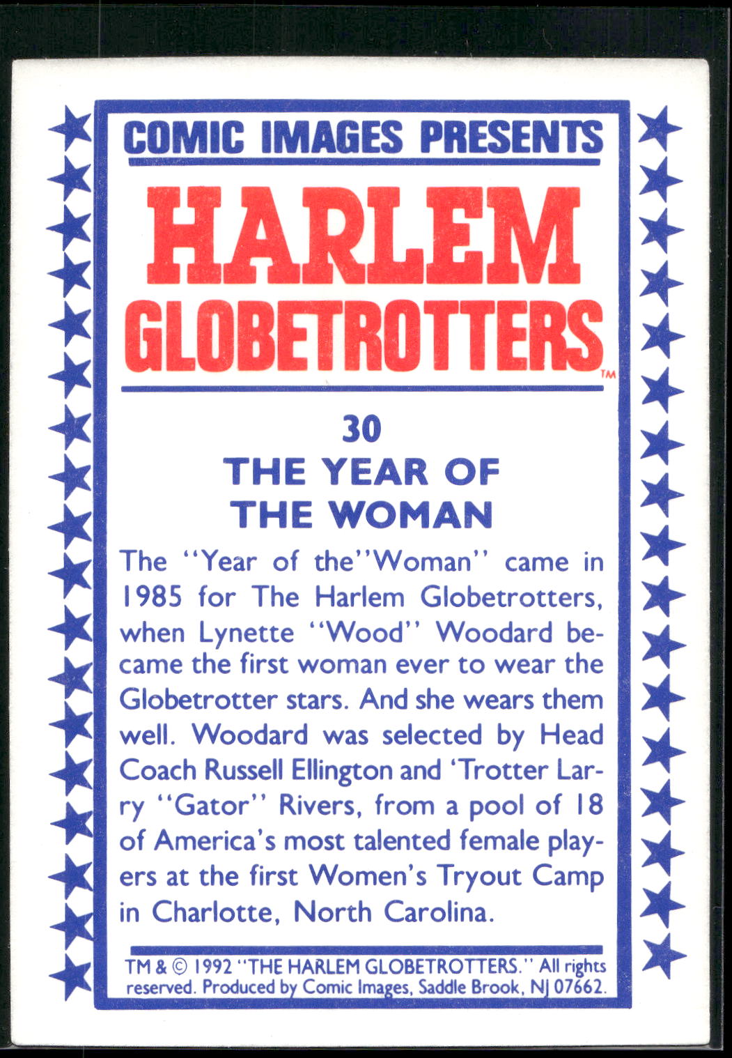 1992 Comic Images Harlem Globetrotters #30 The Year of the Woman