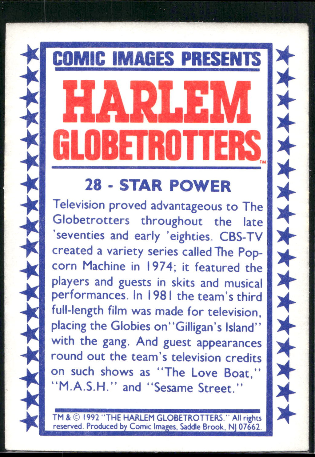 1992 Comic Images Harlem Globetrotters #28 Star Power