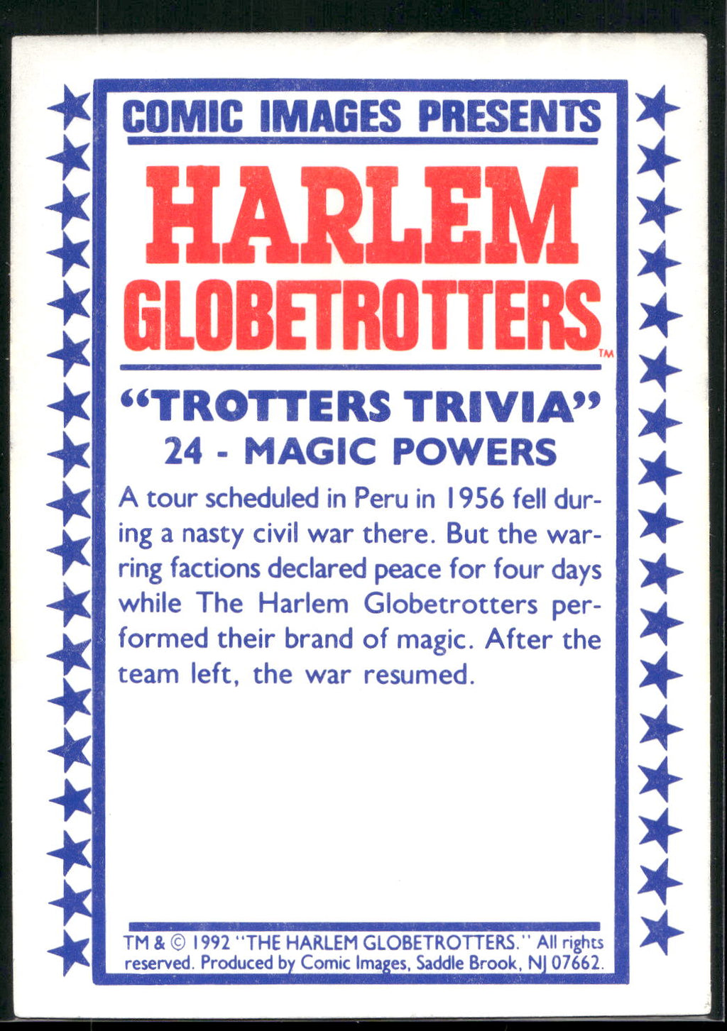 1992 Comic Images Harlem Globetrotters #24 Magic Powers