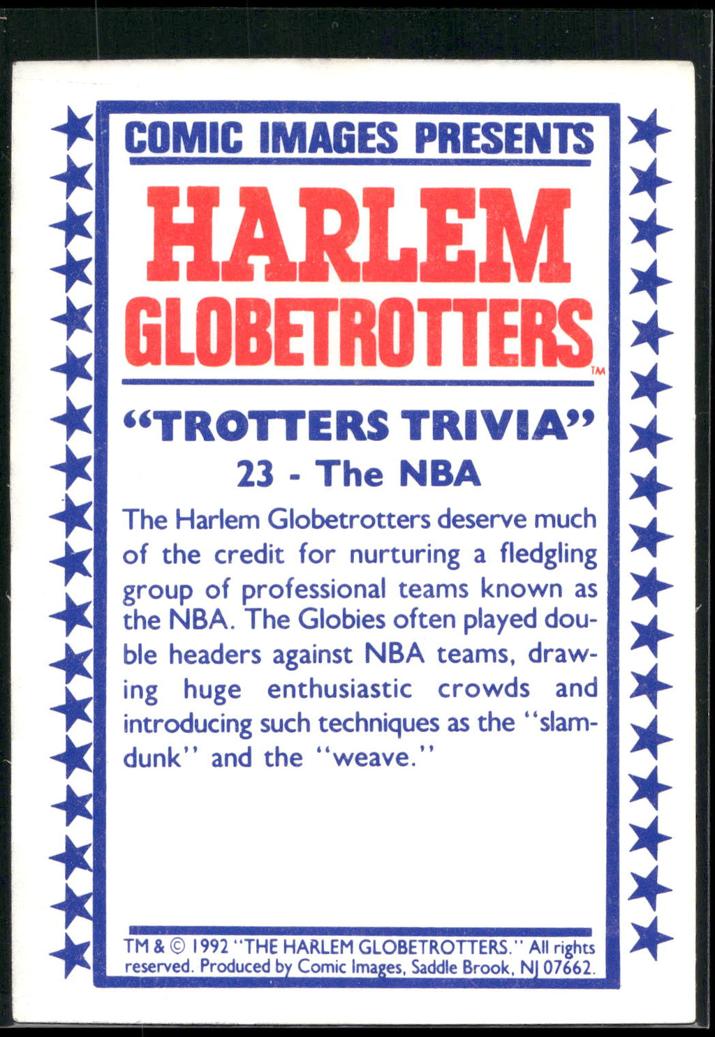 1992 Comic Images Harlem Globetrotters #23 The