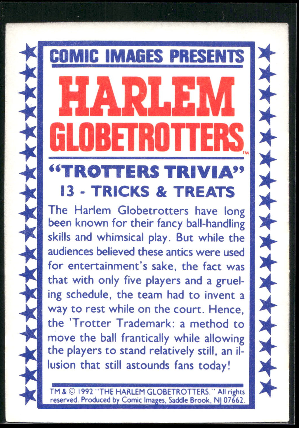 1992 Comic Images Harlem Globetrotters #13 Tricks & Treats