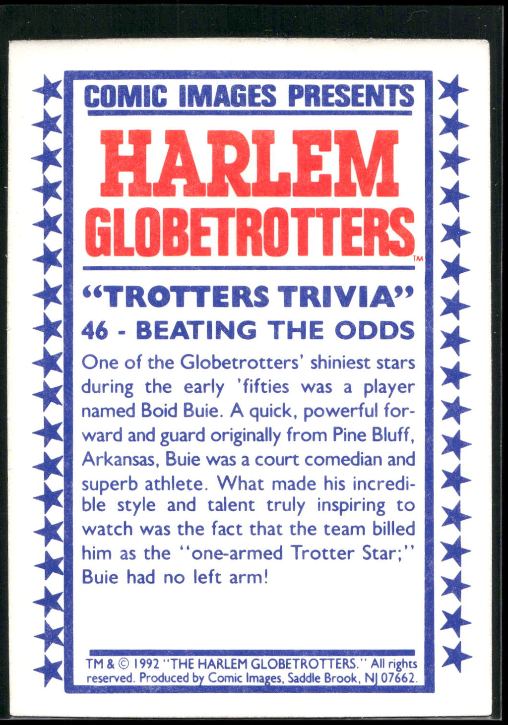 1992 Comic Images Harlem Globetrotters #46 Beating the Odds