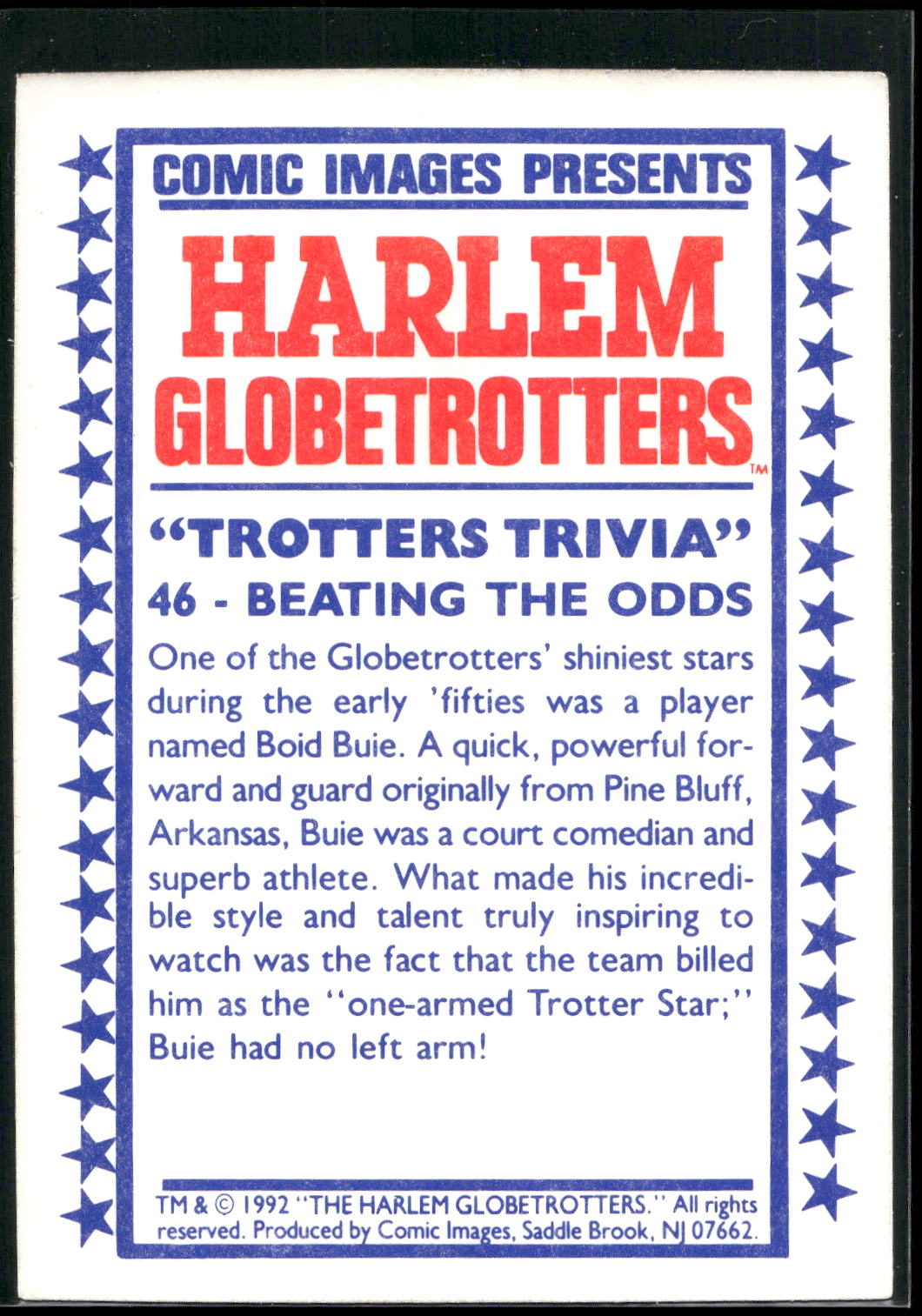 1992 Comic Images Harlem Globetrotters #46 Beating the Odds