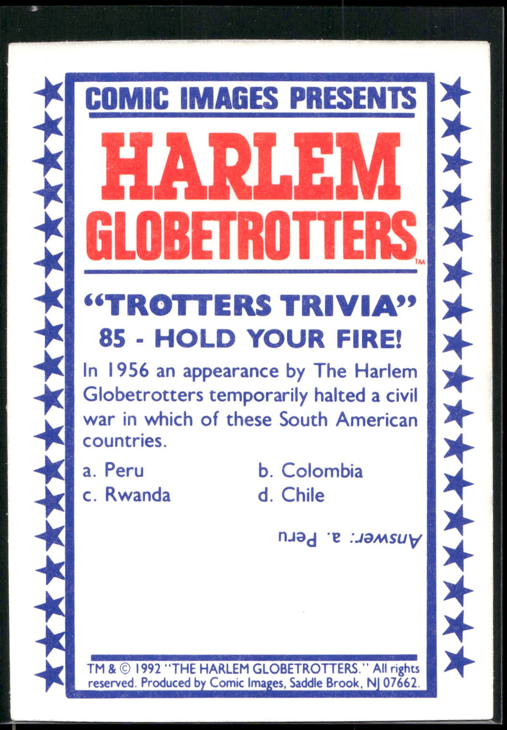 1992 Comic Images Harlem Globetrotters #85 Hold your Fire!