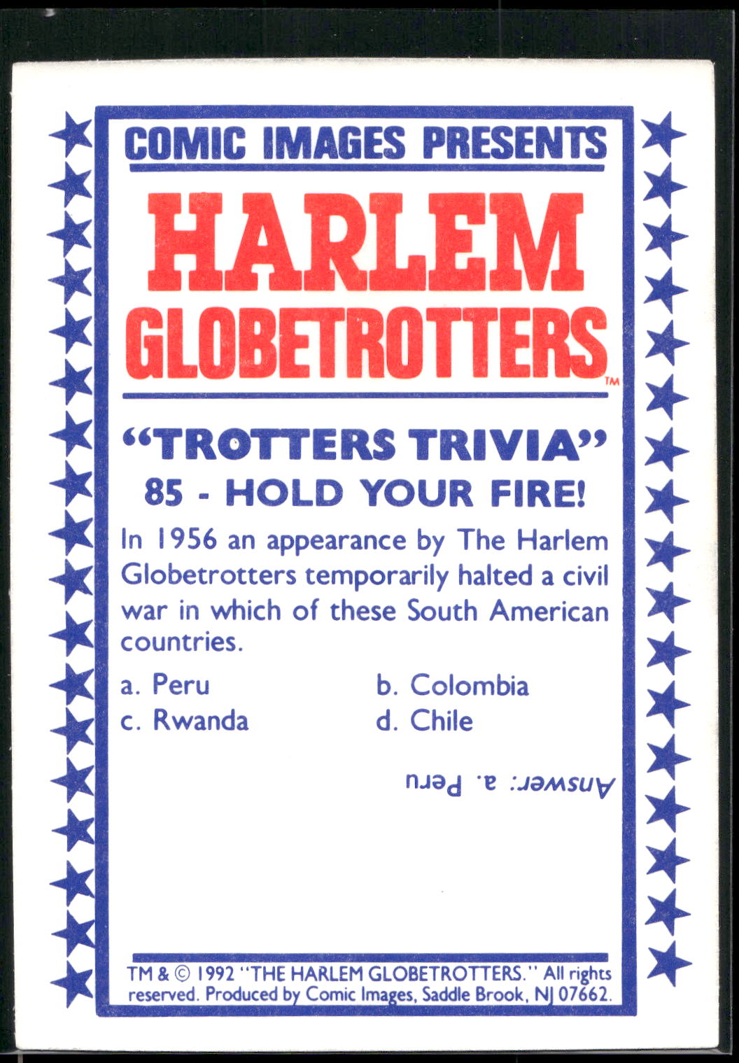 1992 Comic Images Harlem Globetrotters #85 Hold your Fire!