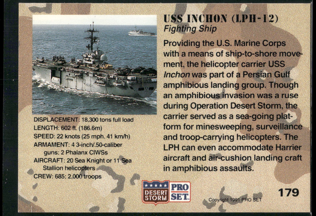 1991 Pro Set Desert Storm #179 USS Inchon (LPH-12)