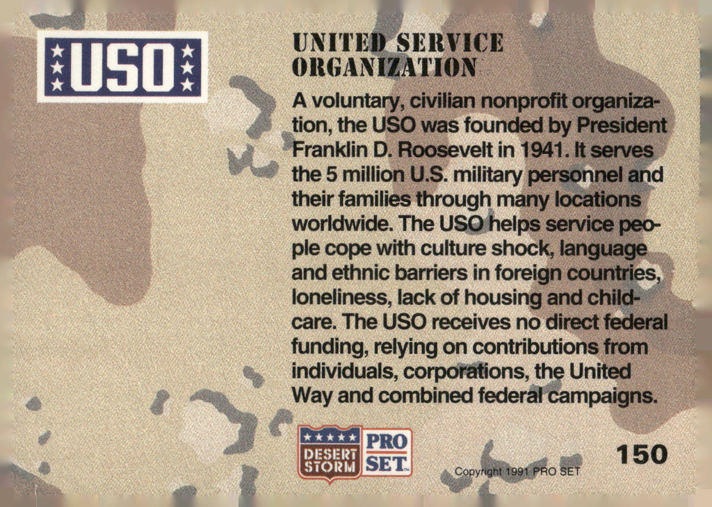 1991 Pro Set Desert Storm #150 United Service Organization