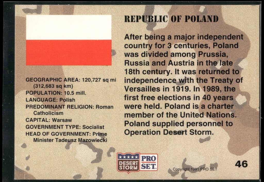 1991 Pro Set Desert Storm #46 Republic of Poland