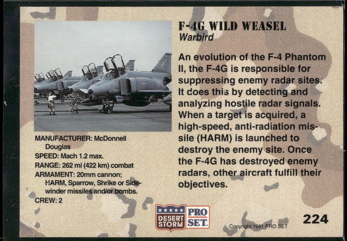 1991 Pro Set Desert Storm #224 F-4G Wild Weasel