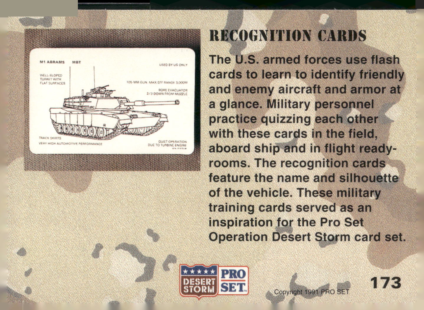 1991 Pro Set Desert Storm #173 Recognition Cards