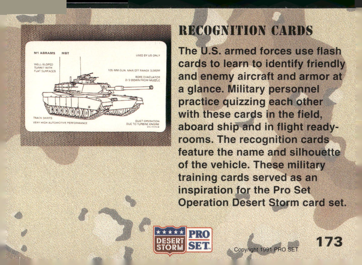 1991 Pro Set Desert Storm #173 Recognition Cards