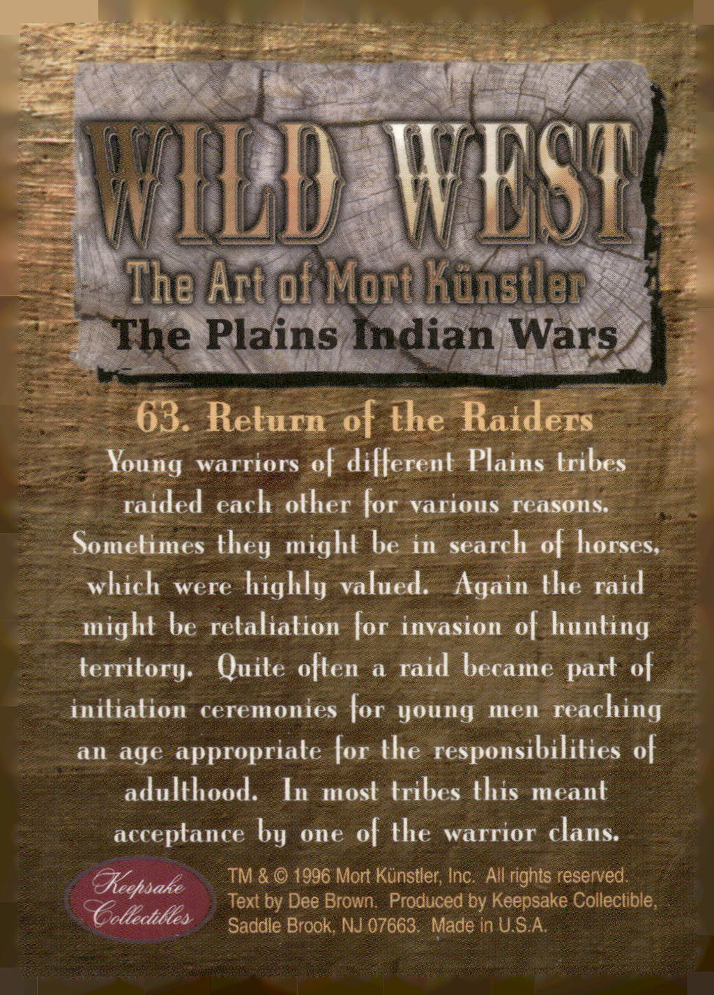 1996 Keepsake Collectibles Wild West: #63 Return of the Raiders