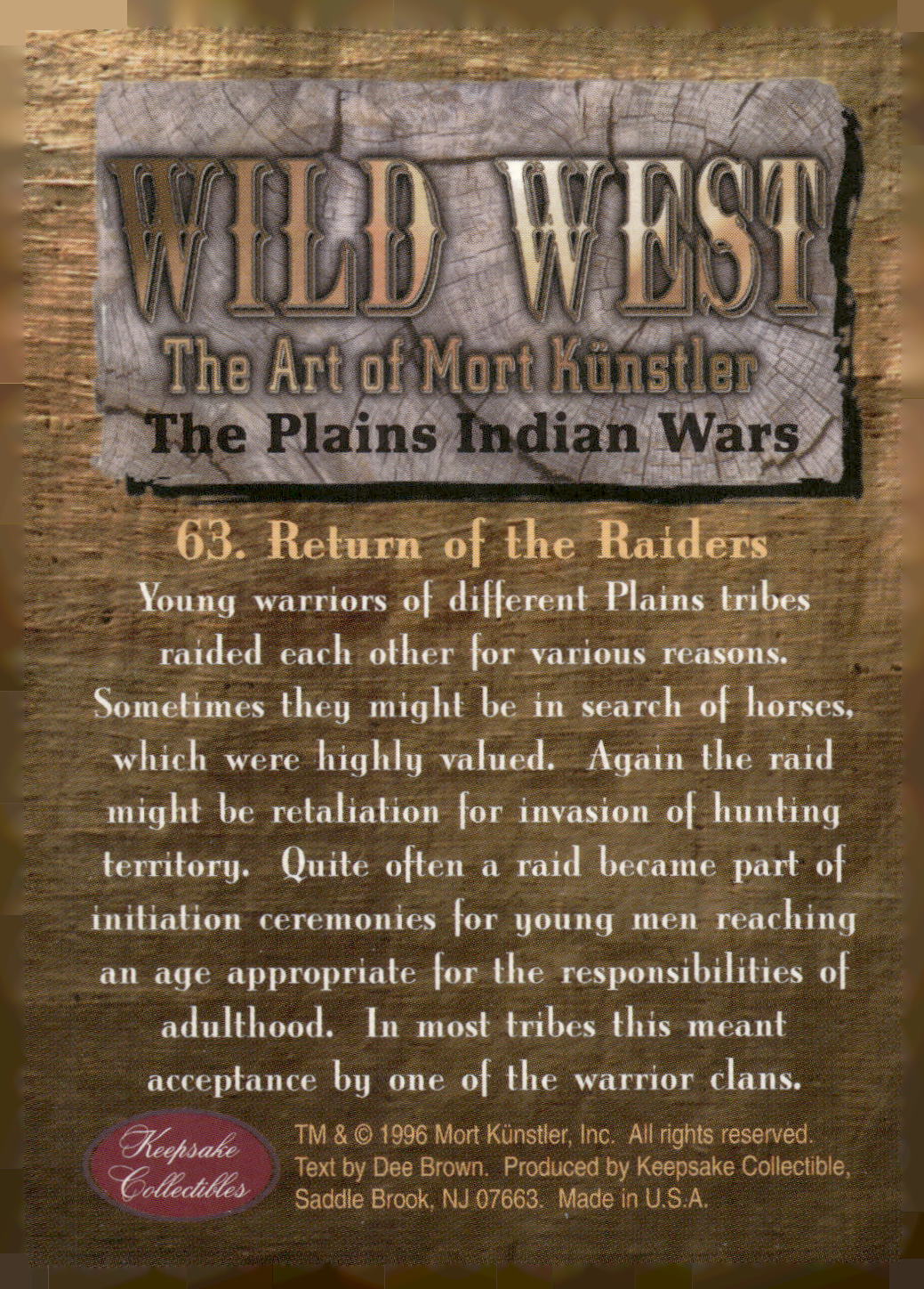 1996 Keepsake Collectibles Wild West: #63 Return of the Raiders