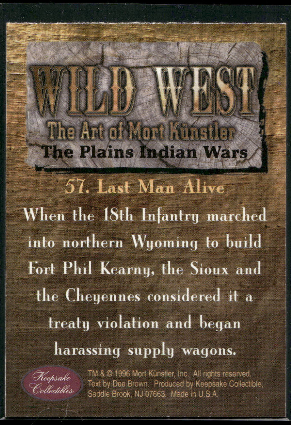 1996 Keepsake Collectibles Wild West: Mort Kunstler #57 Last Man Alive
