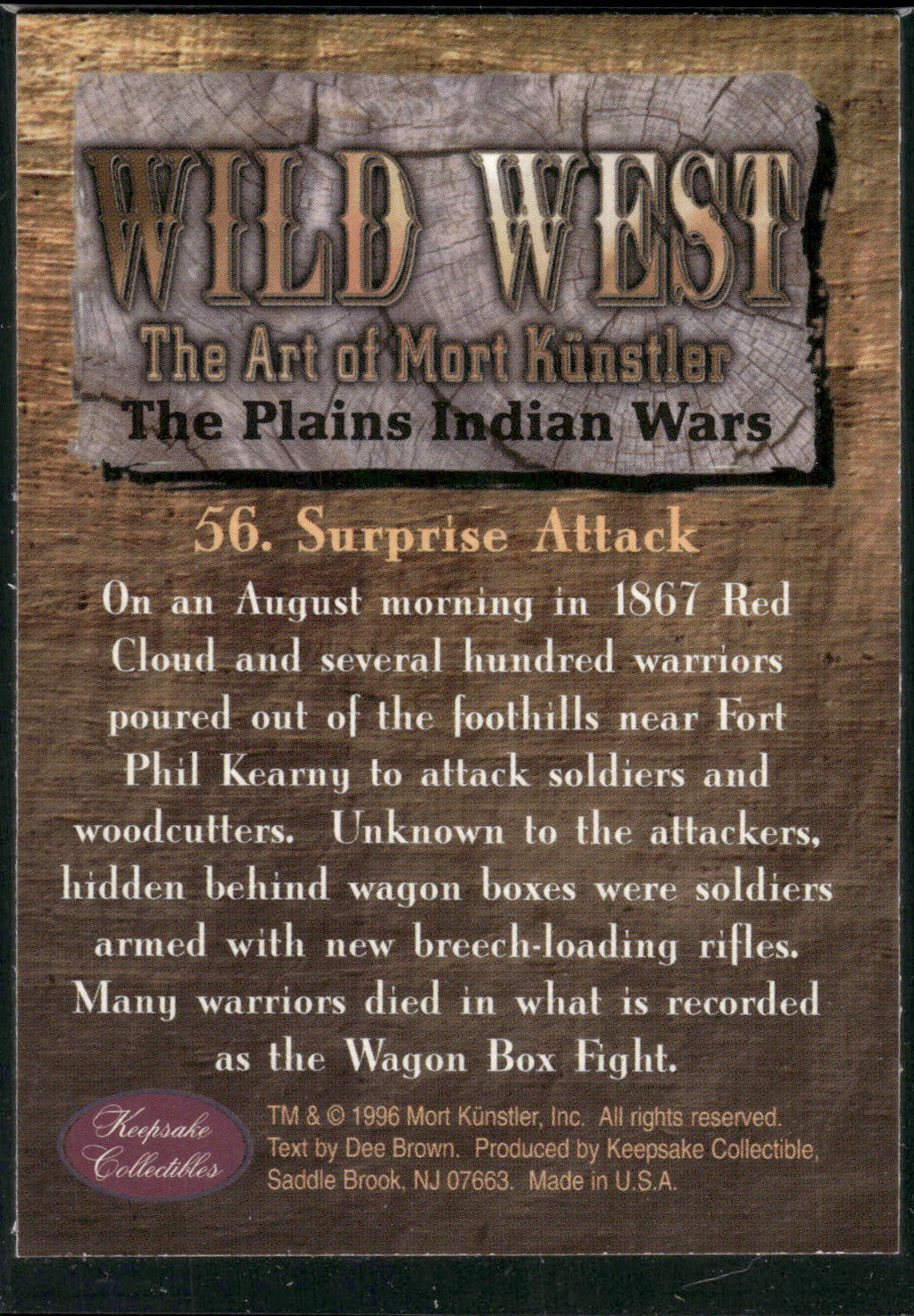 1996 Keepsake Collectibles Wild West: Mort Kunstler #56 Surprise Attack