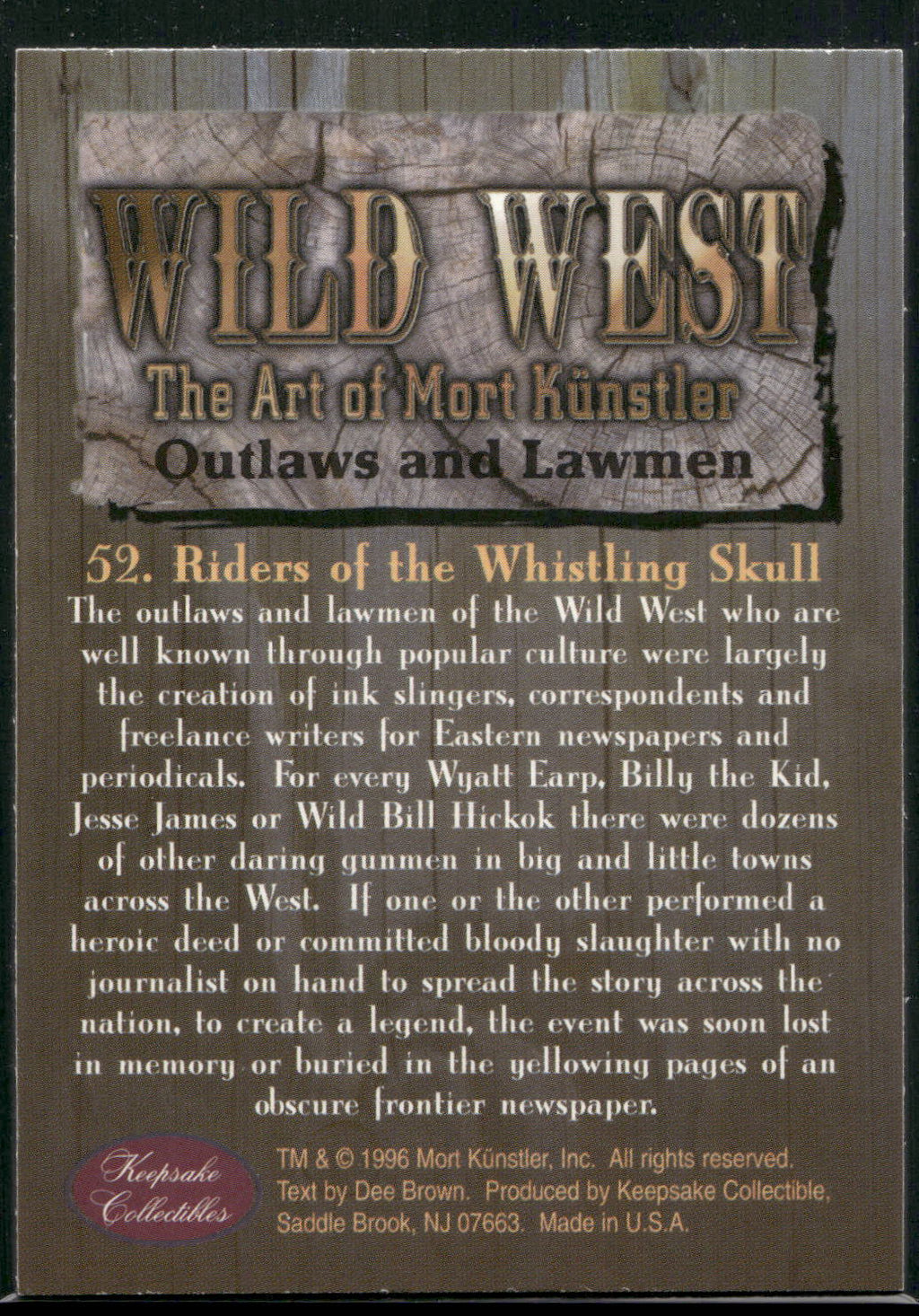 1996 Keepsake Collectibles: Mort Kunstler #52 Riders of the Whistling Skull