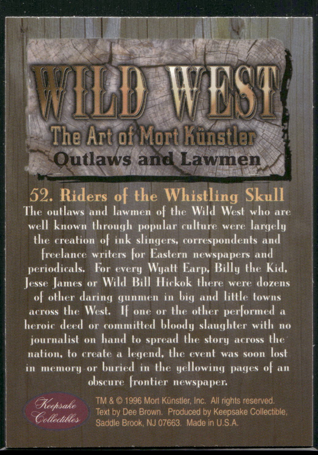 1996 Keepsake Collectibles: Mort Kunstler #52 Riders of the Whistling Skull