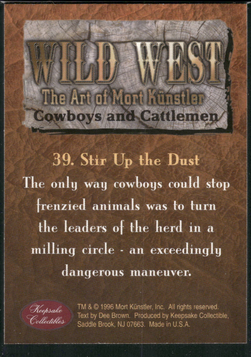 1996 Keepsake Collectibles Wild West: Mort Kunstler #39 Stir Up the Dust