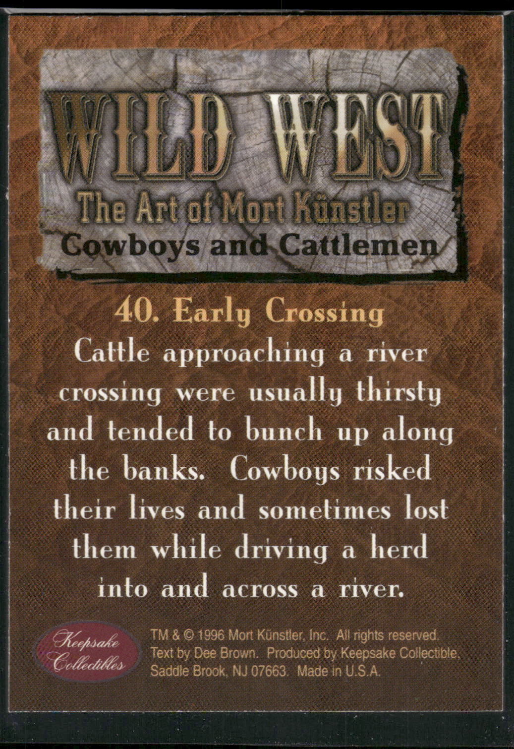 1996 Keepsake Collectibles Wild West: Mort Kunstler #40 Early Crossing