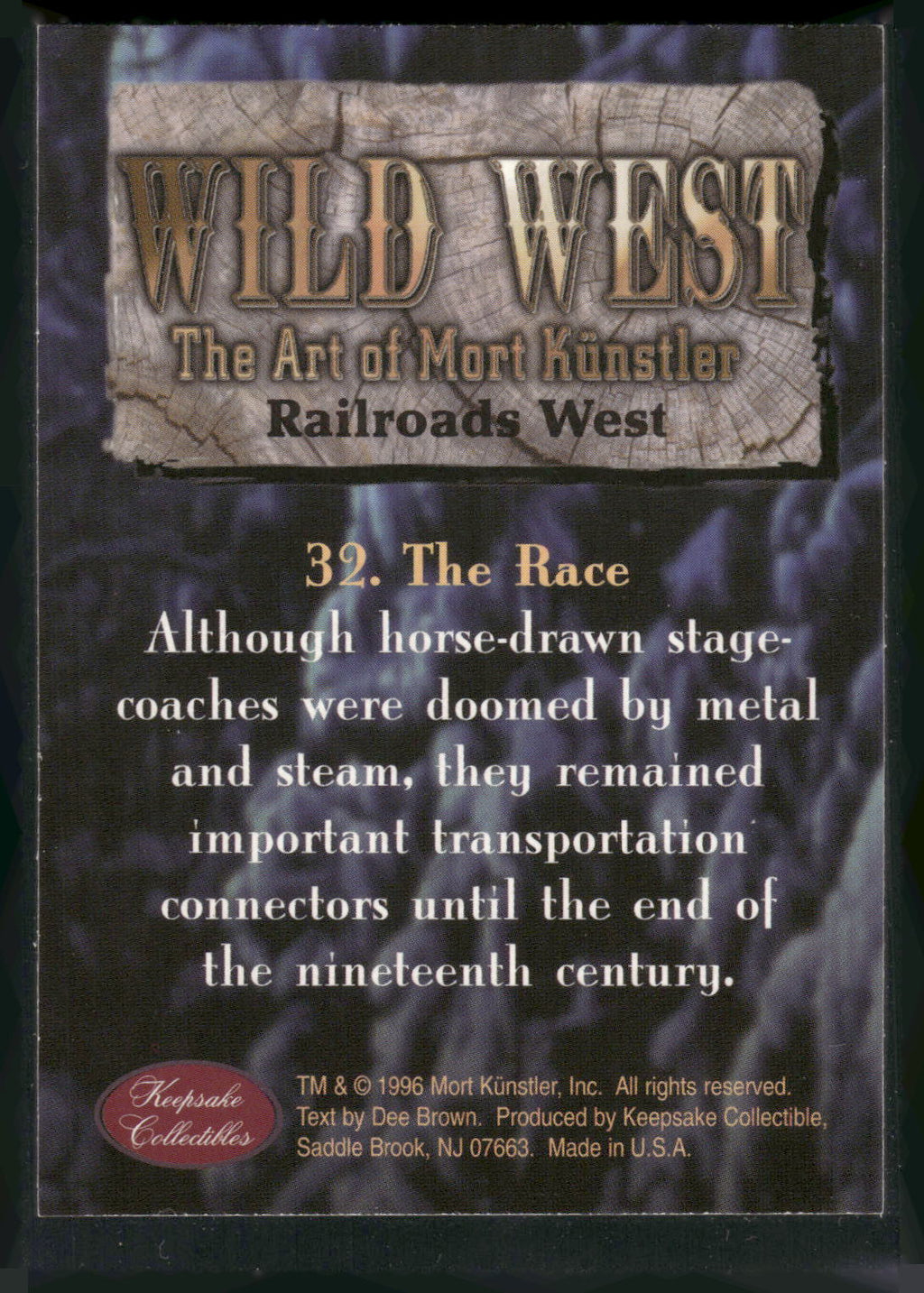 1996 Keepsake Collectibles Wild West: The Art of Mort Kunstler #32 The Race
