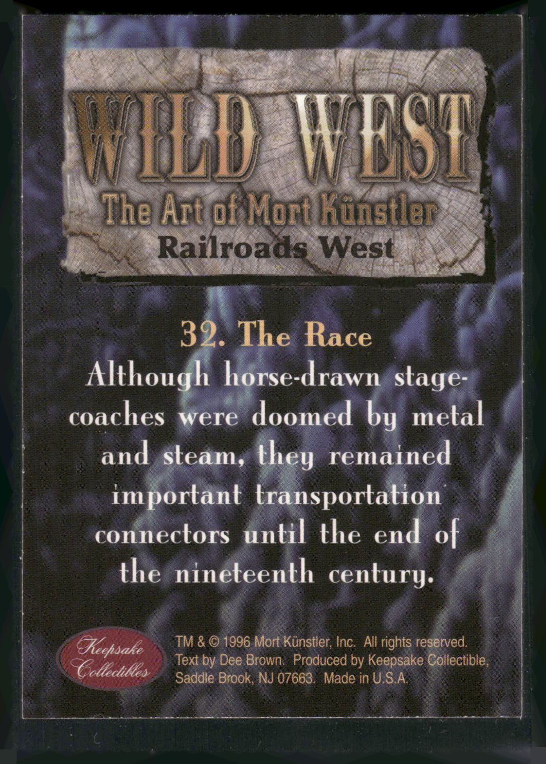 1996 Keepsake Collectibles Wild West: The Art of Mort Kunstler #32 The Race