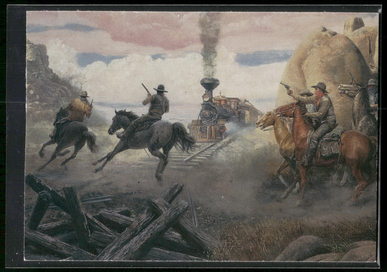 1996 Keepsake Collectibles Wild West: Mort Kunstler #33 Hold Up of Old No. 8