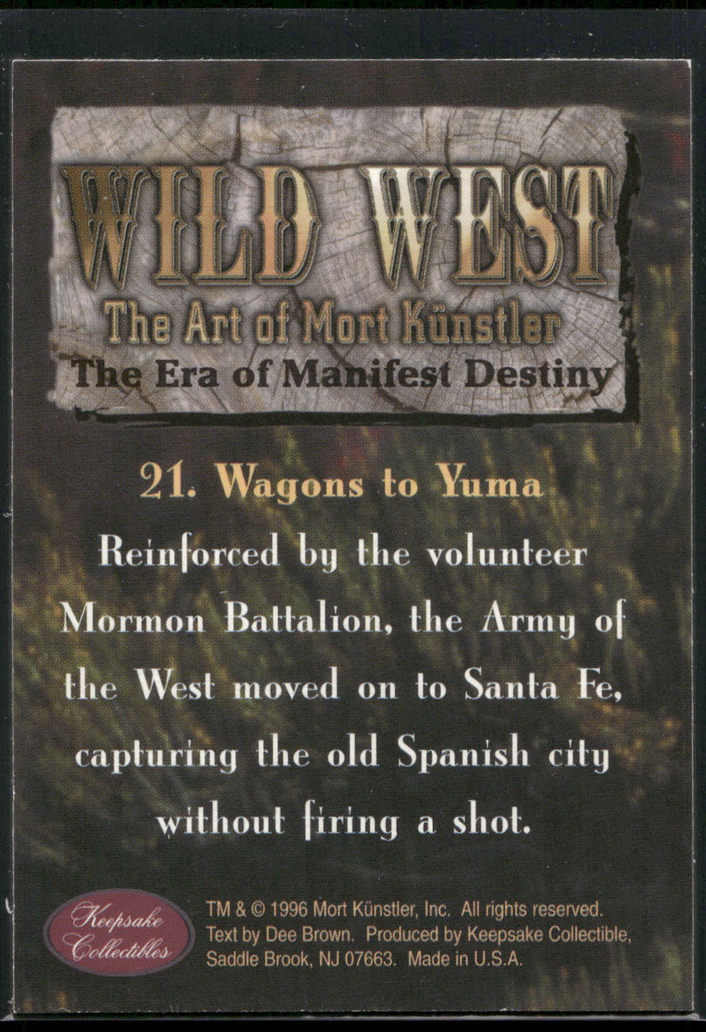 1996 Keepsake Collectibles Wild West: Mort Kunstler #21 Wagons to Yuma