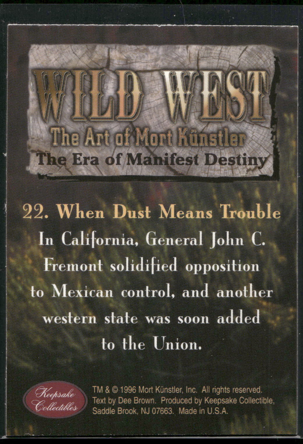 1996 Keepsake Collectibles Wild West: Mort Kunstler #22 When Dust Means Trouble