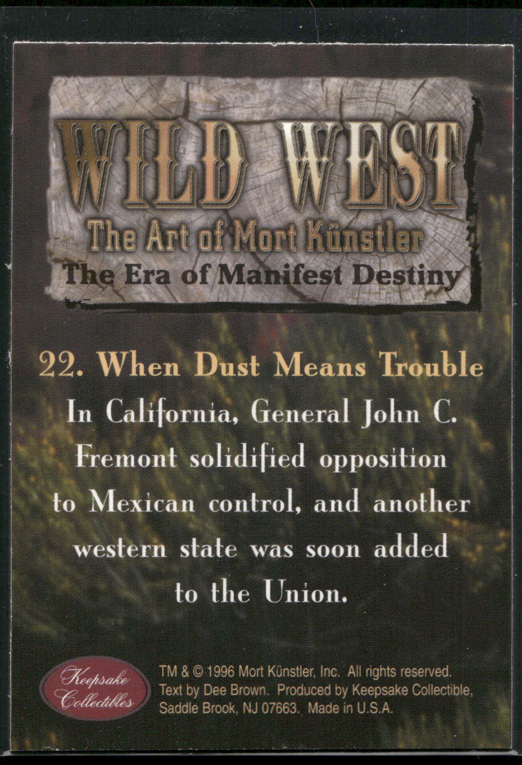1996 Keepsake Collectibles Wild West: Mort Kunstler #22 When Dust Means Trouble