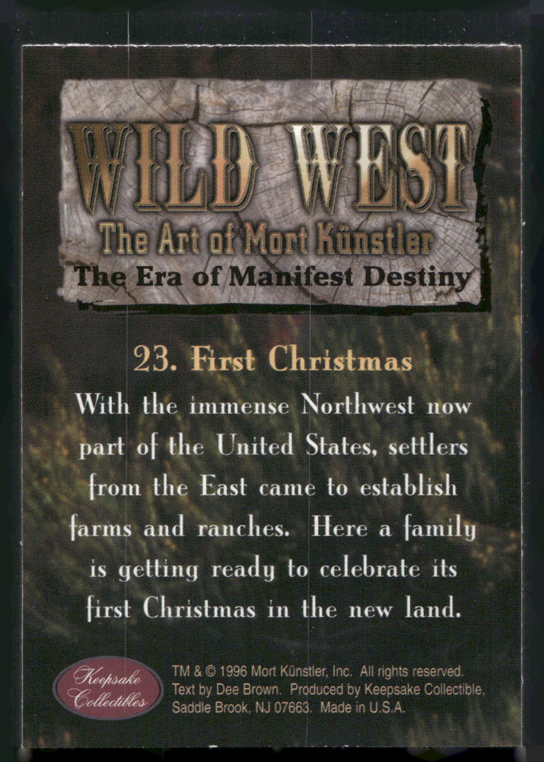 1996 Keepsake Collectibles Wild West: Mort Kunstler #23 First Christmas