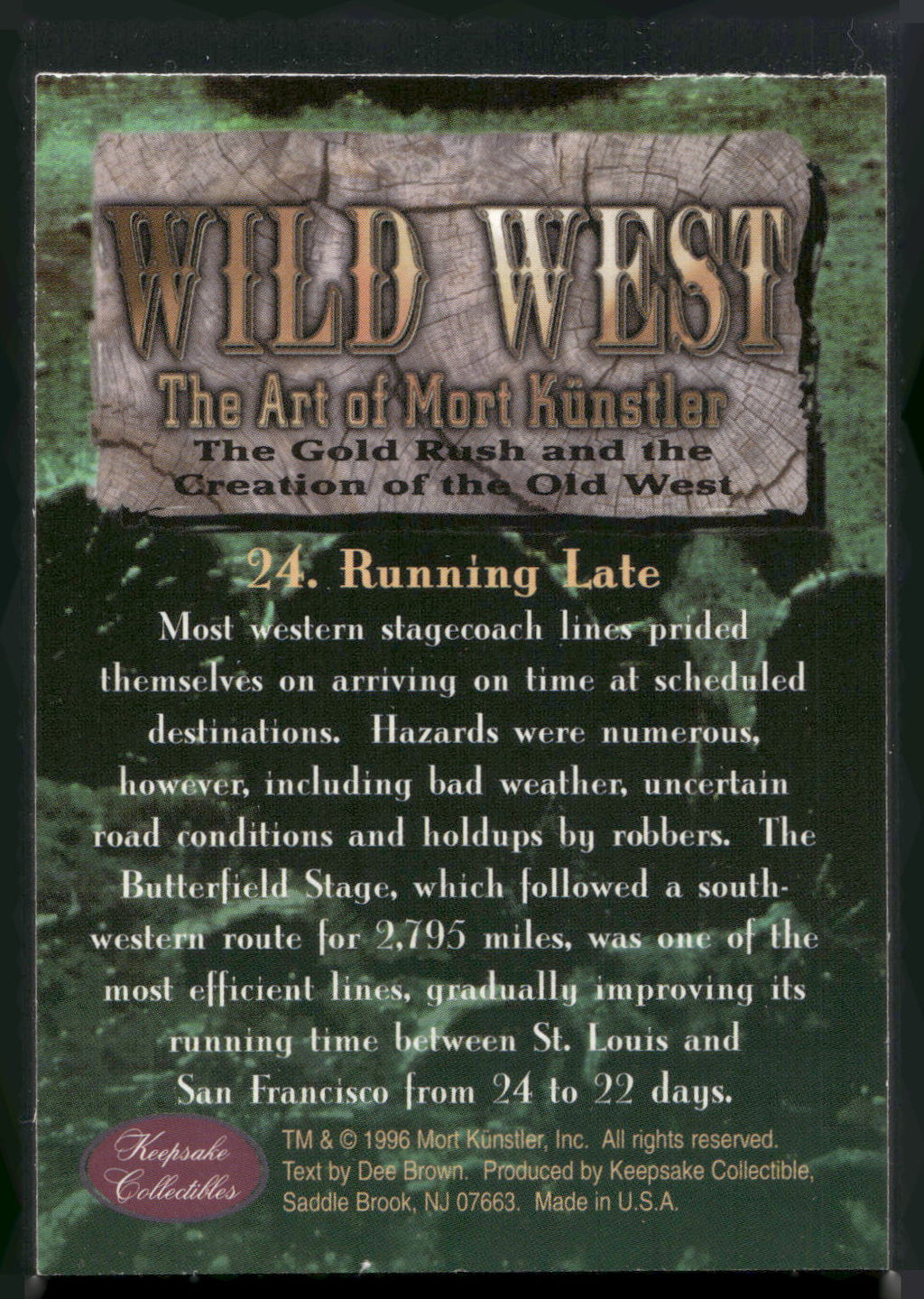 1996 Keepsake Collectibles Wild West: Mort Kunstler #24 Running Late