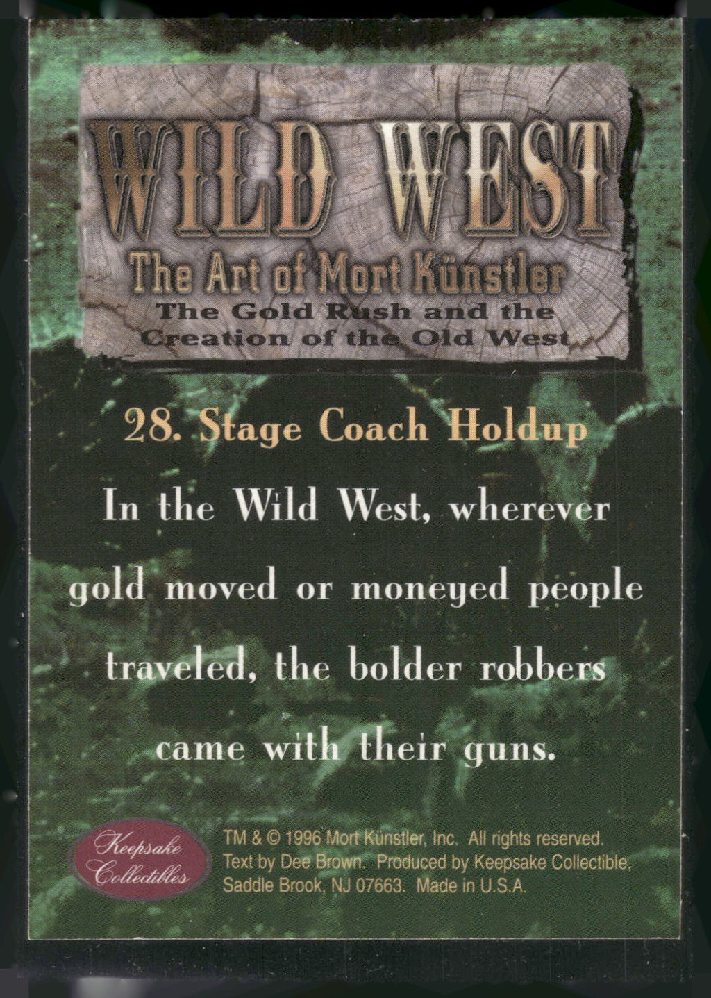1996 Keepsake Collectibles Wild West: Mort Kunstler #28 Stage Coach Holdup
