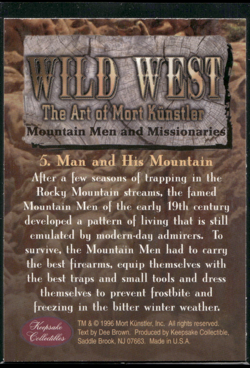 1996 Keepsake Collectibles Wild West: Mort Kunstler #5 Man and His Mountain
