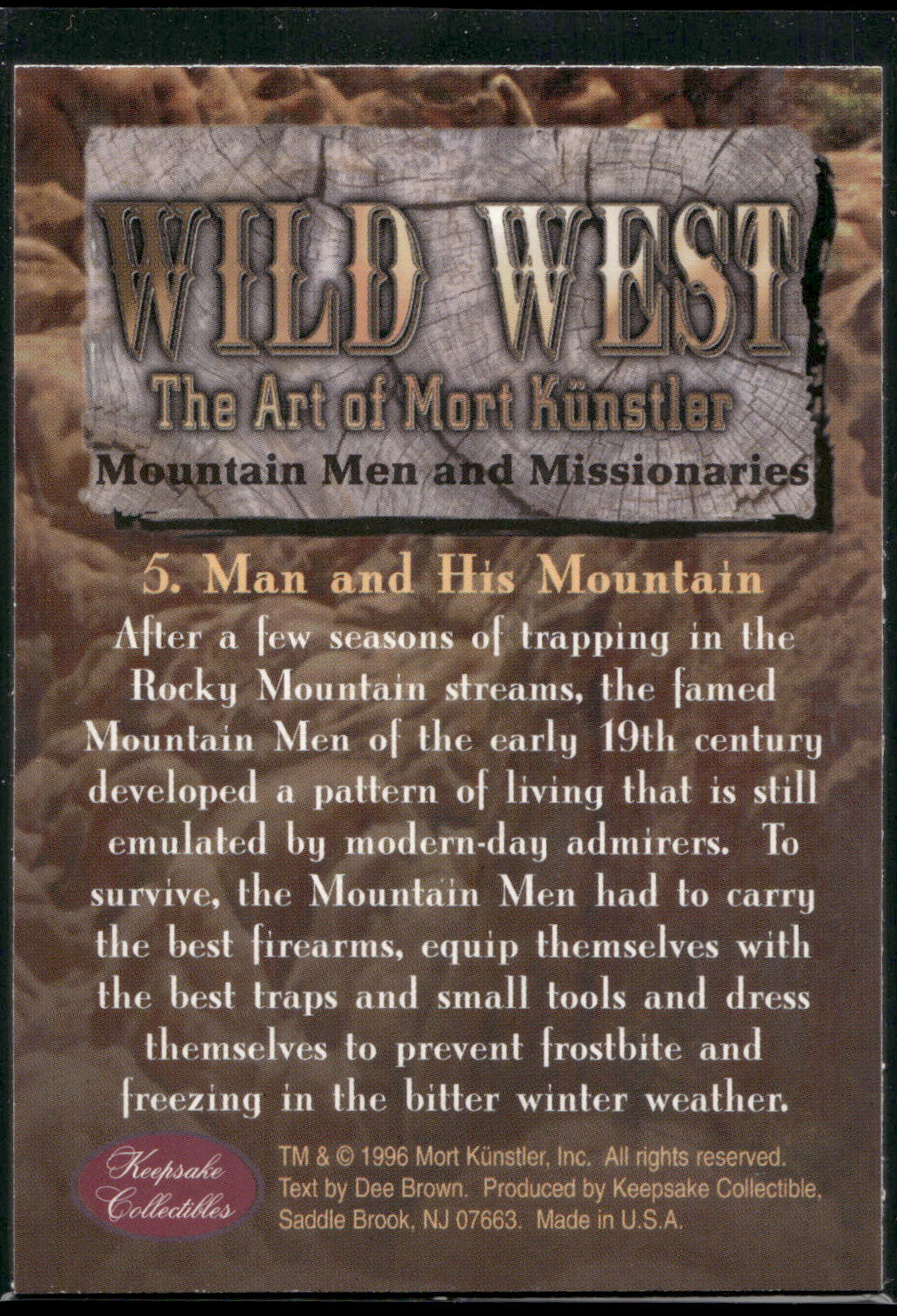 1996 Keepsake Collectibles Wild West: Mort Kunstler #5 Man and His Mountain