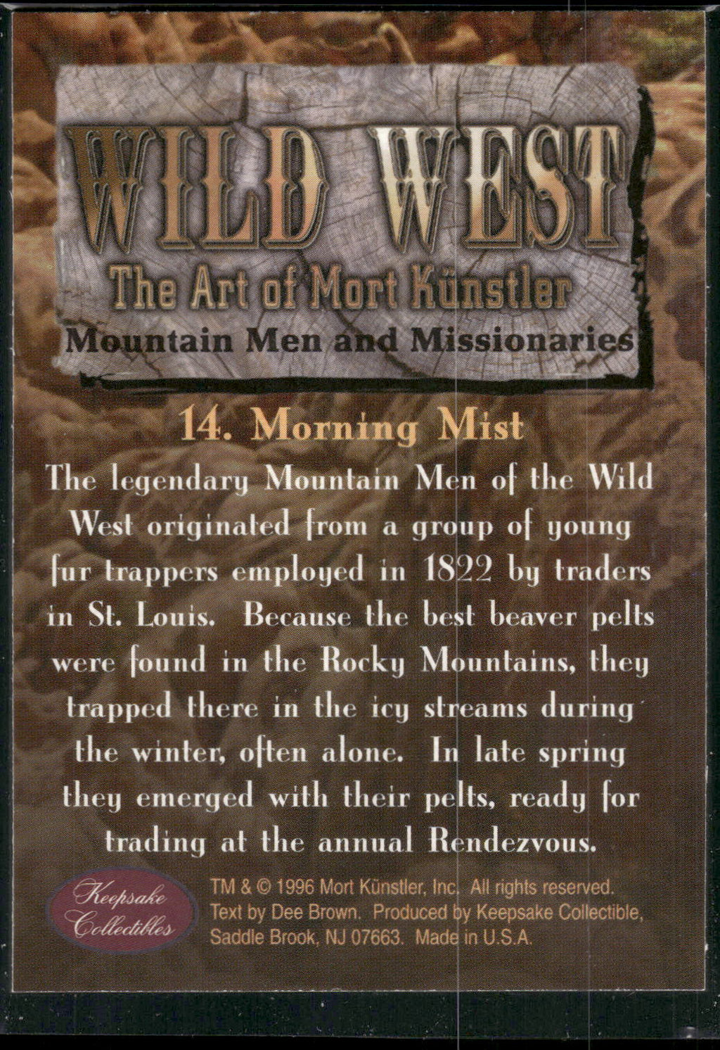 1996 Keepsake Collectibles Wild West: The Art of Mort Kunstler #14 Morning Mist